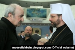 Член Українського центру Міжнародного ПЕН-клубу і Національної спілки письменників України Мойсей Фішбейн та глава УГКЦ Святослав Шевчук. Київ, 23 червня 2011 року