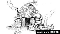 Карикатура на проведение выставки ЭКСПО-2017, лозунг которой «Энергия будущего». Автор карикатуры - Сабит.