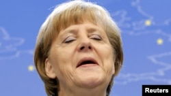 Канцлер Ангела Меркель Брюсселдеги жыйындан кийинки пресс-конференцияда. 19-октябрь 2012