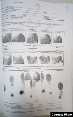 Жаҳонгирнинг полицияда олинган "бармоқ" излари