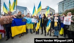 Акція в Бельгії проти агресії Росії щодо України. Брюссель, 17 березня 2014 року