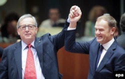 Президент Єврокомісії Жан-Клод Юнкер (ліворуч) та президент Європейської ради Дональд Туск. Архівне фото