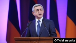Armenia -- President Serzh Sargsyan addresses the 9-th Congress of "Yerkrapah" union. 18Feb., 2012