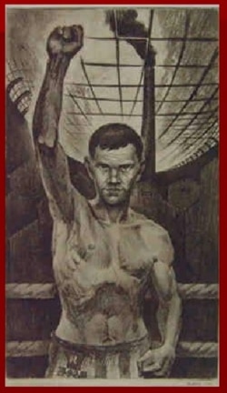 Андрей Борзенко (1920––1992). Рифкат Ахихановдун “Өзбекстан боксчулары” триптих сүрөтүнөн. Ташкент. 1977.