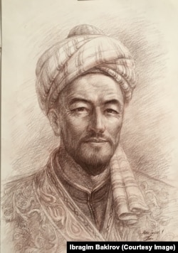 Махмуд Кашгари Барсканинин элесинин шарттуу боёк сүрөтү. Автор – Ибрагим Бакиров. 24.5.2020.