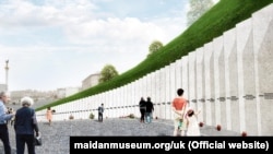 Стела героїв – частина проєкту-переможця відкритого архітектурного конкурсу щодо об'єкта «Національний меморіальний комплекс Героїв Небесної Сотні – Музей Революції гідності» (2019 рік)