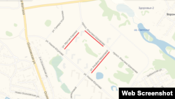 Яндекс харитасында Илһам Шакиров проспекты, Әлфия Авзалова һәм Мостай Кәрим урамнары