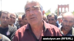 Armenia - Farmers in Mrgashat village demand government compesation for their crops destroyed by a hailstorm, 13May2013.