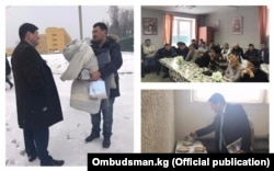 Кубат Оторбаев в ходе визита в специальное учреждение временного содержания иностранных граждан МВД РФ в поселке Сахарово (Московская область).