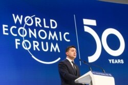 Президент України Володимир Зеленський під час виступу на Всесвітньому економічному форумі в Давосі, 22 січня 2020 року