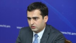 Armenia -- Minister of High-Tech Industry Hakob Arshakian speaks at a press conference in Yerevan, December 18, 2019.