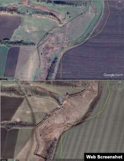 Кордон України та Росії біля села Щербак (Донецька область) у 2013 та 2016 роках