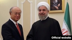 Юкио Амано жана Хасан Роухани, Тегеран, 20-сентябрь, 2015-жыл.