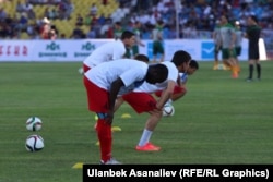 Предматчевая разминка.