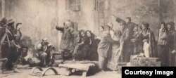 Сцена из спектакля МХТ «На дне». Фотография с почтовой открытки. 1904.