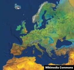 Европанын геофизикалык картасы.