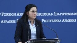 Armenia -- Foreign Ministry spokeswoman Anna Naghdalian holds a news briefing, December 13, 2019.