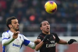 Фрагмент матча итальянской Серии "А" между командами "Сампдория" и "Милан". Он был сыгран незадолго до начала пандемии в Европе, 6 января этого года.