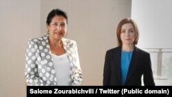 სალომე ზურაბიშვილი და მაია სანდუ. ფოტო არქივიდან (2021 წ).