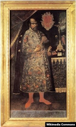 Посмертний портрет стародубського полковника Михайла Миклашевського для Видубицького монастиря. Колір його герба – червоний