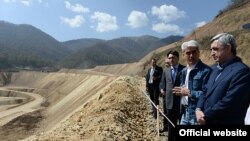 Armenia -- President Serzh Sarkisian visits the Teghut mine, 19 April, 2014.