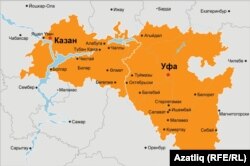 Татарстан һәм Башкортстан харитасы