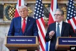 Доналд Тръмп дава съвместна пресконференция с Киър Стармър в Лондон, 18 септември 2025 г.