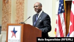Georgia -- Daniel W. Yohannes, chief executive of the U.S. Millennium Challenge Corporation (MCC) speaks in Tbilisi, 26Jul2013