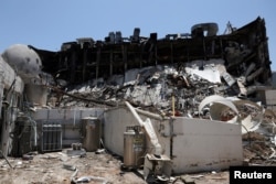 نمایی دیگر از مؤسسۀ وایزمن پس از اصابت موشک