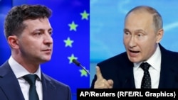 Володимир Зеленський, ліворуч, і Володимир Путін (комбіноване фото)