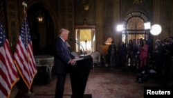 نشست خبری دونالد ترامپ در اقامتگاه مارالاگو در فلوریدا