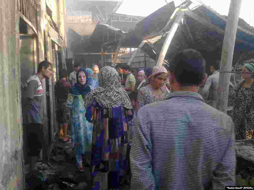 Tajikistan,Khatlon region, Fire in "Sakhovat" market in Kulob city,22July2014