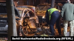 Наслідки вибуху біля будівлі телеканалу Еспресо, місце замаху на депутата Ігора Мосійчука. Київ, 25 жовтня 2017 року