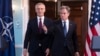 NATO Secretary-General Jens Stoltenberg (left) and Secretary of State Antony Blinken arrive for a news conference at the State Department in Washington on June 18. 