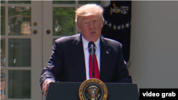 Дональд Трамп аб'яўляе рашэньне аб выхадзе ЗША з Парыскага пагадненьня па клімаце, 1 чэрвеня 2017 году