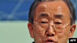 Դանիա -- ՄԱԿ-ի գլխավոր քարտուղար Բան Կի-մունը ելույթ է ունենում Կոպենհագենի գագաթնաժողովում, 18-ը դեկտեմբերի, 2009թ.