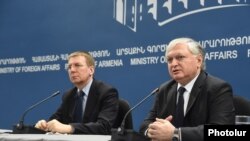 Լատվիայի ու Հայաստանի արտգործնախարարների համատեղ ասուլիսը: Երևան, 12-ը դեկտեմբերի, 2014 թ․