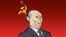 Карикатура на президента России Владимира Путина на фоне советского флага.