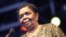 France -- Singer Cesaria Evora of Cape Verde performing on stage in the sixth Solidays music festival organized by the association "Solidarité Sida" (AIDS Solidarity), Paris, 10Jul2004