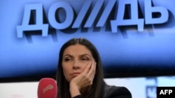 "Дождь" телеарнасының құрылтайшысы және бас директоры Наталья Синдеева. Мәскеу, 4 ақпан 2014  жыл.  