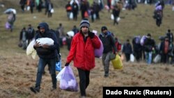 Many of the migrants have been sleeping rough for a week since the Lipa camp burned to the ground. 