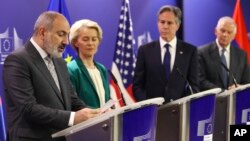 Եռակողմ հանդիպմանը նախորդած համատեղ ասուլիսը Բրյուսելում, 5-ը ապրիլի, 2024թ.