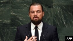 Леонардо Ди Каприо на конференции ООН по борьбе с имзенением климата. 23 сентября 2014 года.  