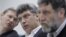 Слева направо: Владимир Рыжков, Борис Немцов и Сергей Пархоменко, лидеры протестного движения. 