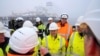 German Chancellor Olaf Scholz (center) attends the opening of the LNG terminal in Wilhelmshaven on December 17.