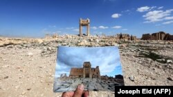 عکس آثار باستانی پالمیرا قبل از اشغال از سوی داعش و تصویر آن پس از ویرانی.
