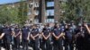 Armenia - Riot police are deployed outside a court building in Yerevan during a hearing on businessman Samvel Karapetian's arrest, June18, 2025.
