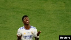 «Լիվերպուլի» դեմ խաղում «Ռեալի» գոլի հեղինակ, բրազիլացի Վինիշիուս Ժունիորը, Փարիզ, 28 մայիսի, 2022թ.