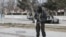 Kazakhstan - A Kazakh riot police officer patrols in center of Zhanaozen, Kazakhstan, Saturday, Dec. 17, 2011. Violent clashes broke out Friday between police and demonstrators in an oil town in western Kazakhstan. Authorities in Kazakhstan said Saturday 