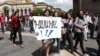 Armenia - Students of Yerevan State Linguistic University demonstrate outside the Prime Minister's Office in Yerevan, 26Apr2012.